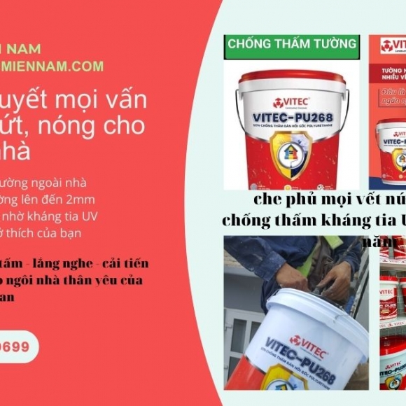 VITEC PU-268: Sơn chống thấm, hạn chế vết nứt tường gốc Polyurethane 1 thành phần