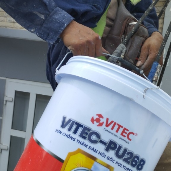 VITEC PU-268: Sơn chống thấm, hạn chế vết nứt tường gốc Polyurethane 1 thành phần